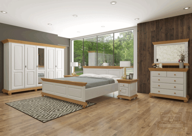 Dormitor Luxus Alb/Natur Lemn Masiv