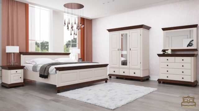 Dormitor Luxus cu dulap cu 3 usi din lemn masiv