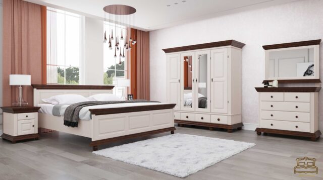 Dormitor Luxus cu dulap cu 4 usi din lemn masiv