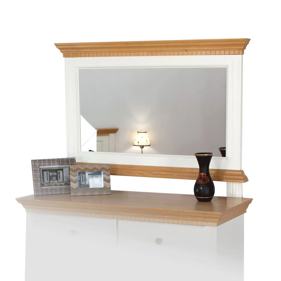 Oglinda Luxus, lemn masiv, alb/natur