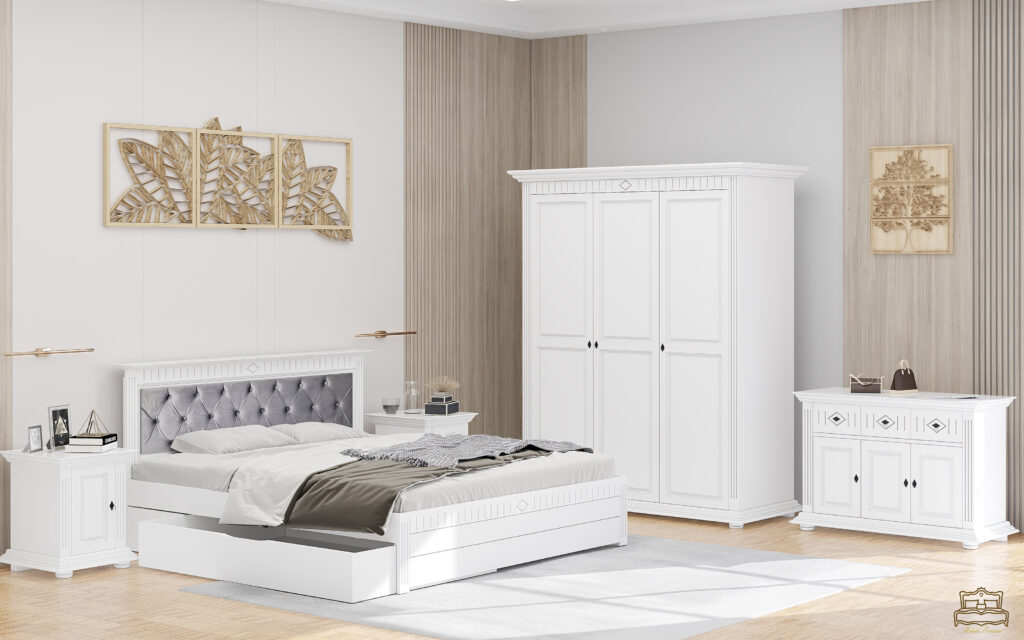 Dormitor Adele Velvet lemn masiv - Impresionează-ți oaspeții!
