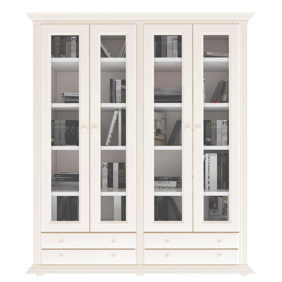 Biblioteca dubla Luxus, tip vitrina, lemn masiv 180 x 45 x 203cm