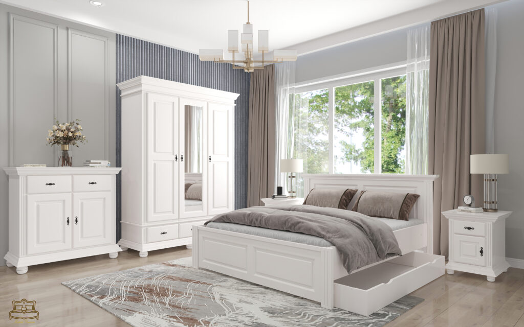 Dormitor Select 2, lemn masiv, alb