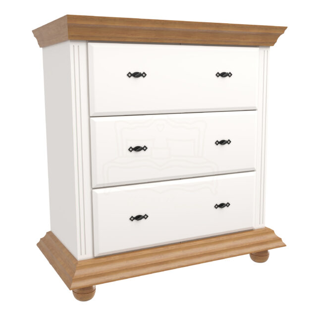 Dulap Select lemn masiv, alb/natur 3 usi 2 sertare 153.6 × 58 × 201 cm