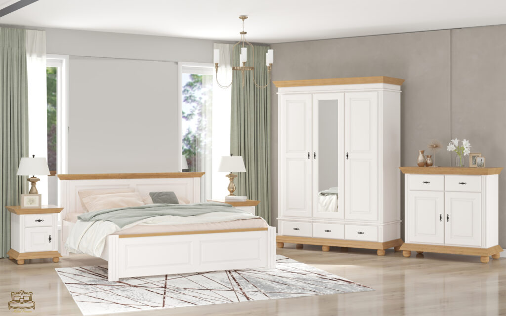 Dormitor Select 2 lemn masiv, alb/natur - dormitoare moderne